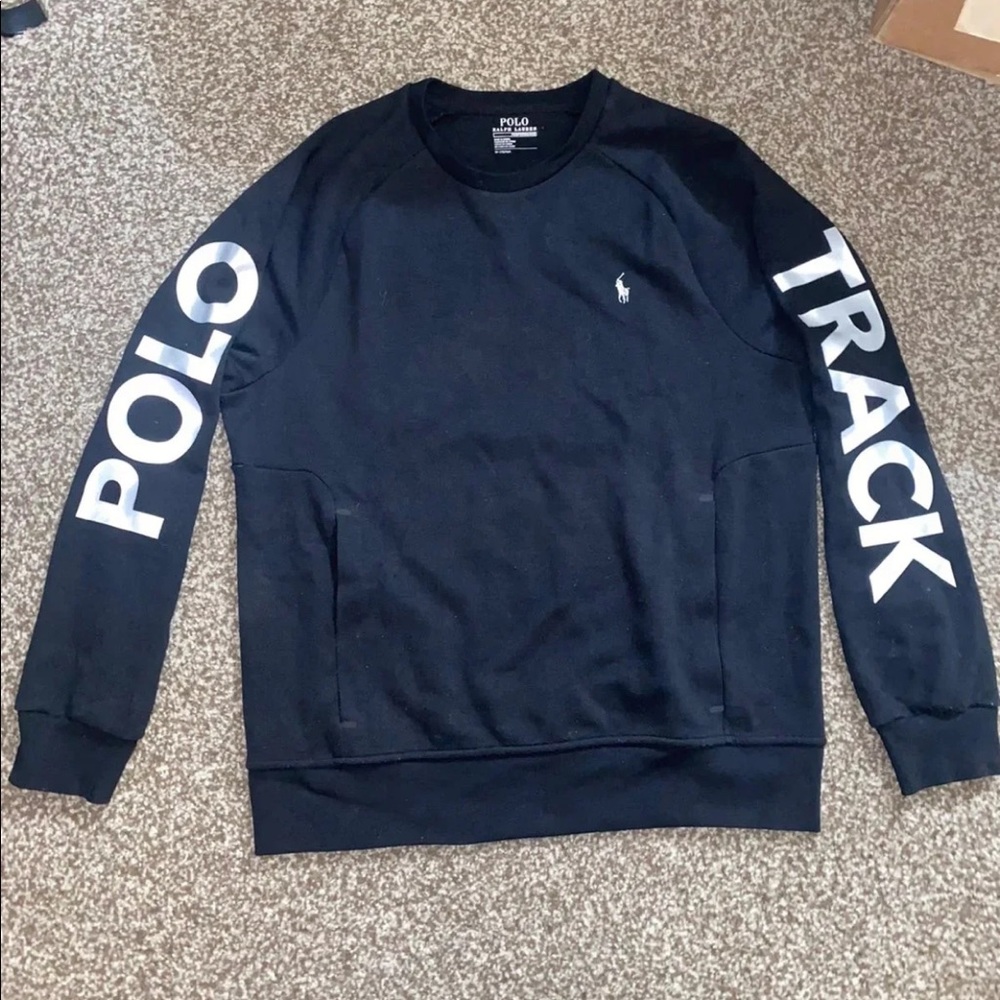Barely Worn Polo Track Crewneck Black Performance Size Medium